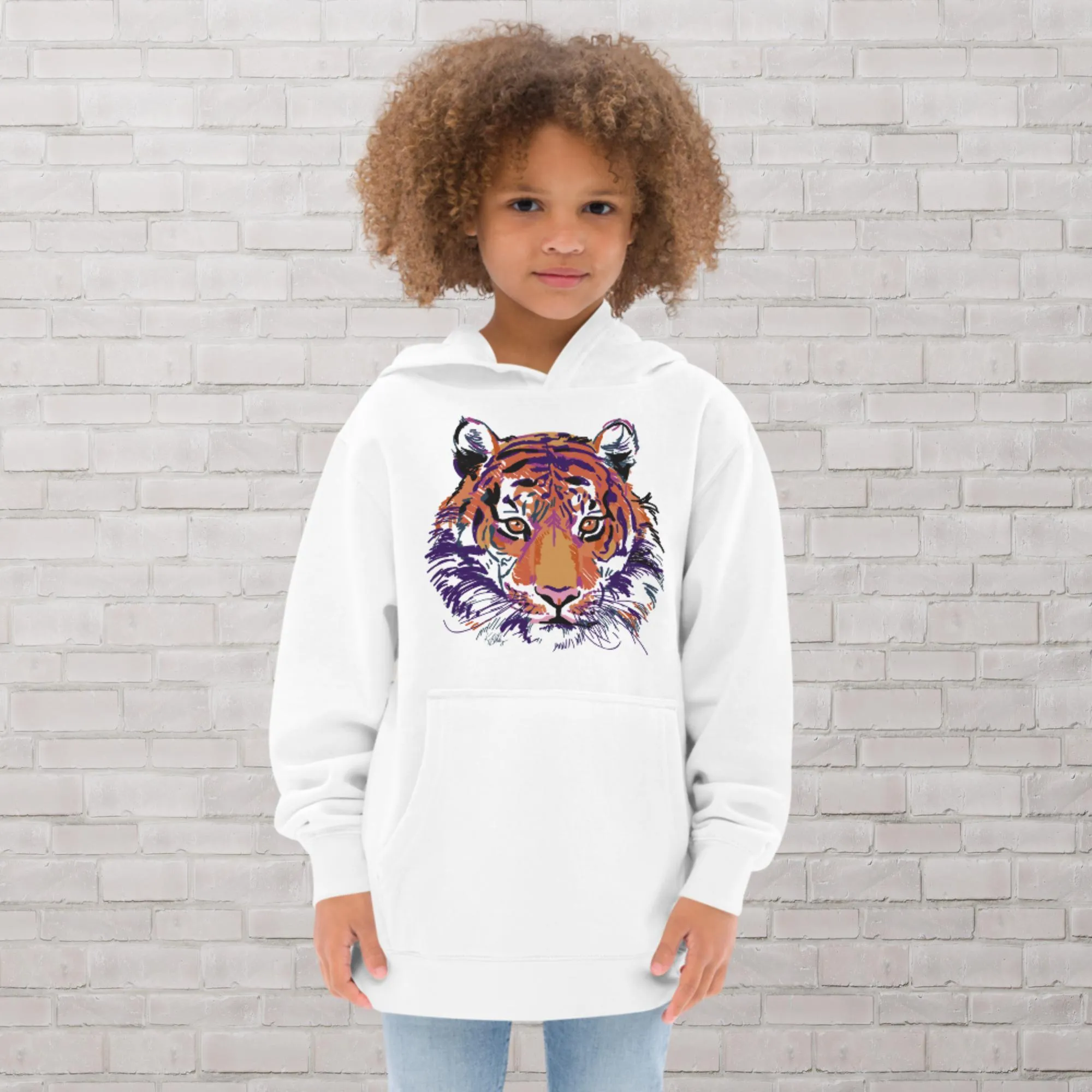 Abstract Tiger Kids Fleece Hoodie (S-XL)