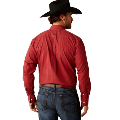Ariat Men's Wrinkle Free Ian Classic Fit Red Long Sleeve Shirt