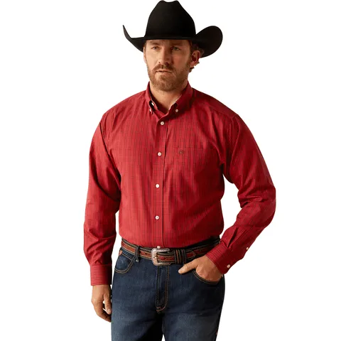 Ariat Men's Wrinkle Free Ian Classic Fit Red Long Sleeve Shirt
