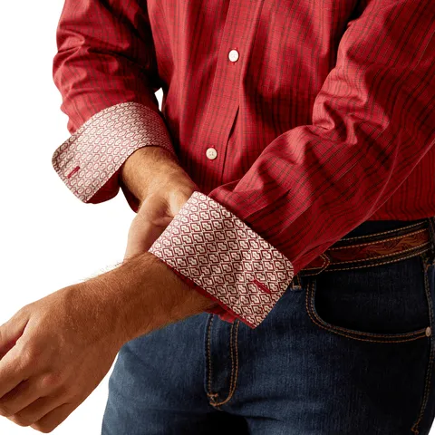 Ariat Men's Wrinkle Free Ian Classic Fit Red Long Sleeve Shirt