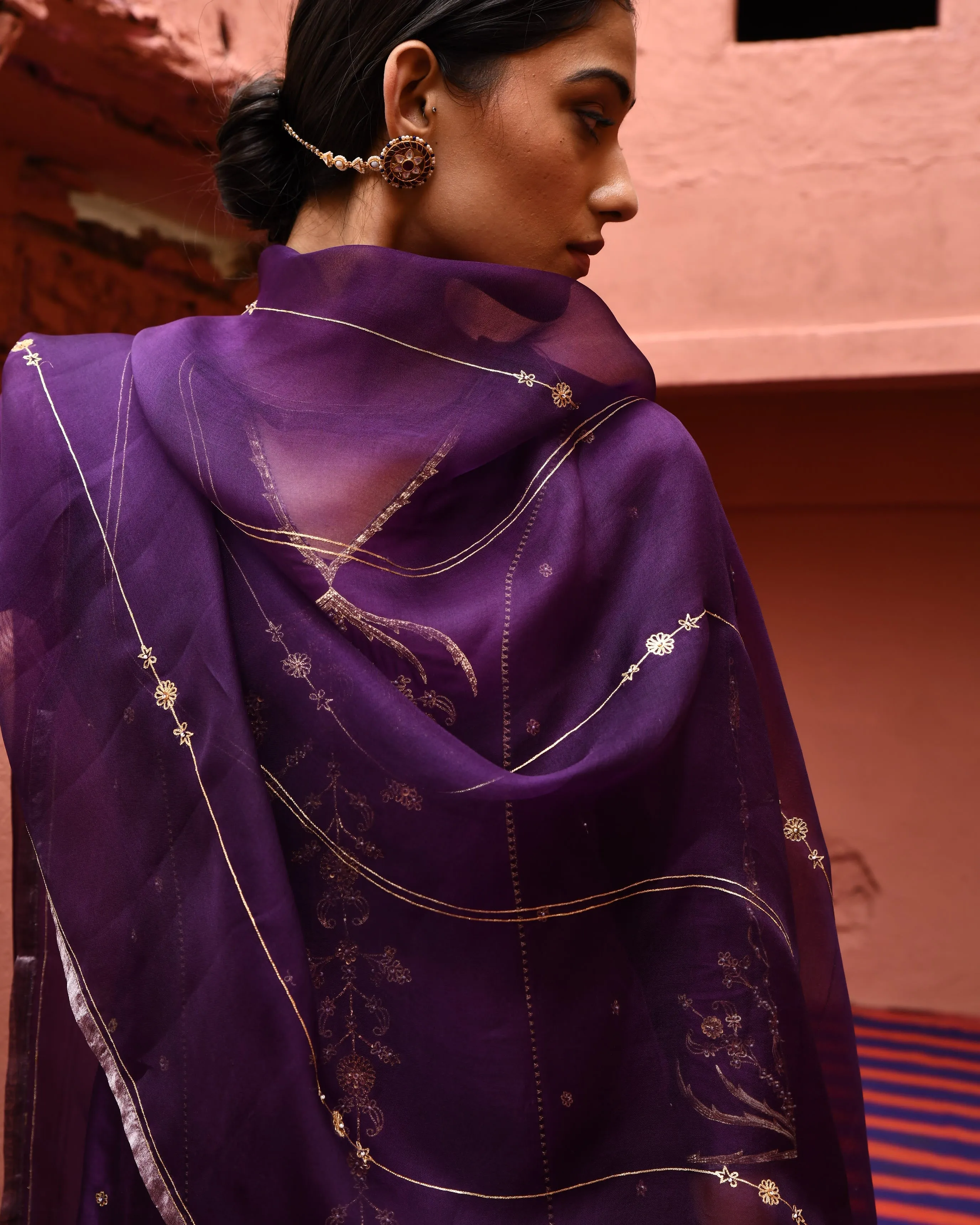 Aubergine Straight Fit Kurta Set
