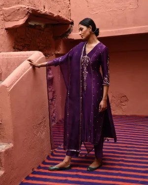 Aubergine Straight Fit Kurta Set