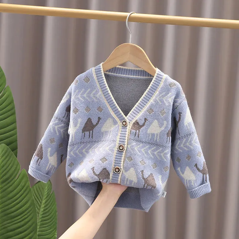 Autumn Winter Kids Sweater Coats 2021 New Casual 1-5Yrs Baby Clothing Warm Boys Child Outwear Knitted Cardigan Sweater For Girls
