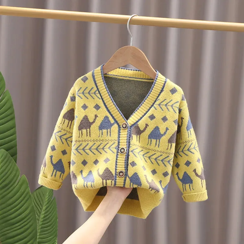 Autumn Winter Kids Sweater Coats 2021 New Casual 1-5Yrs Baby Clothing Warm Boys Child Outwear Knitted Cardigan Sweater For Girls