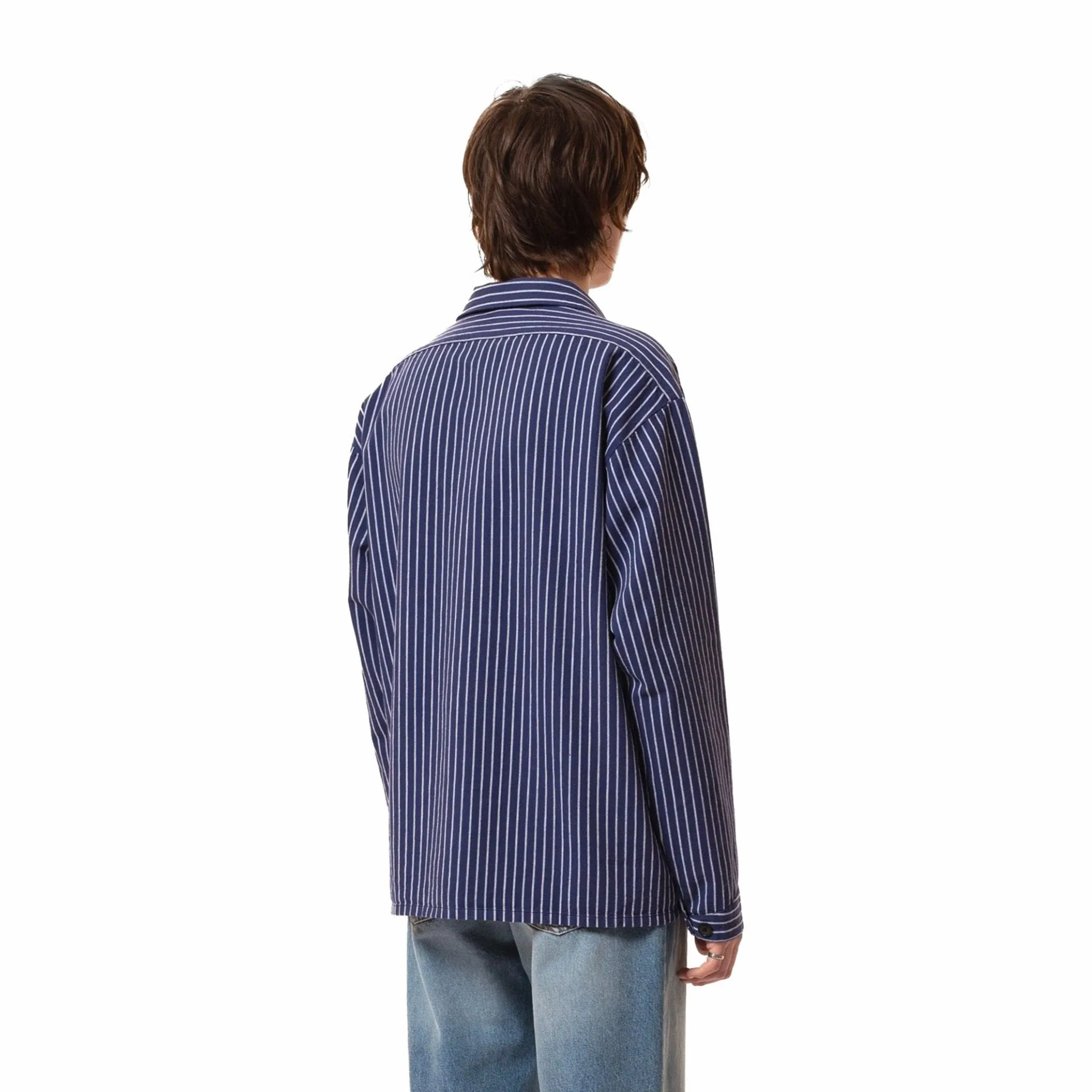 Berra Striped Worker Shirt Blue