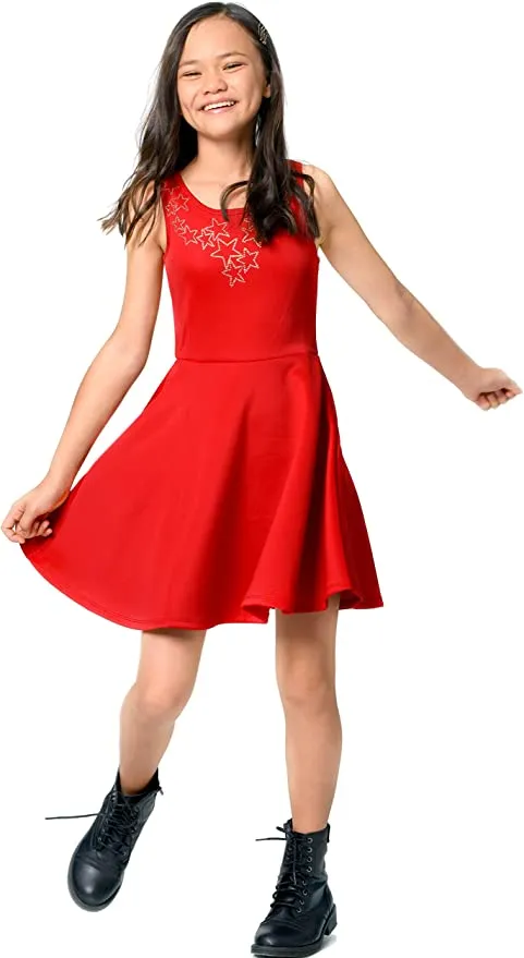 Big Girls Star Bib Skater Dress