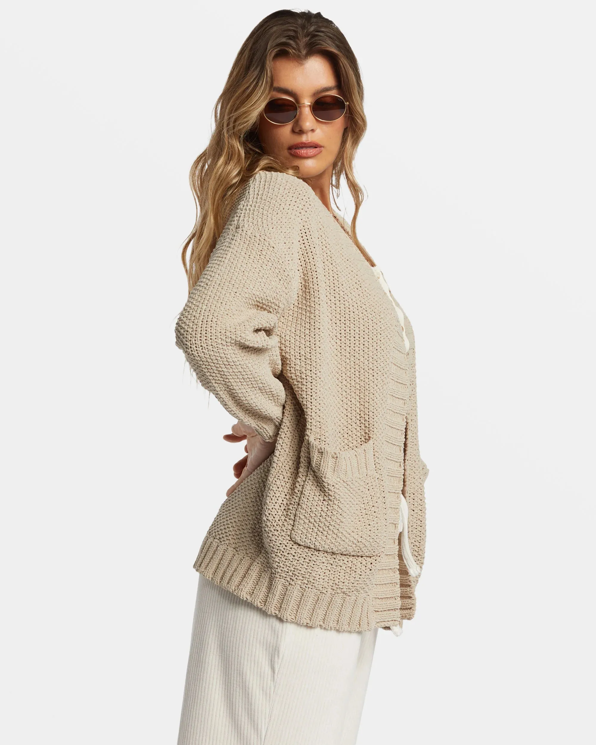 Billabong: Sea Side Cardigan in Cobblestone