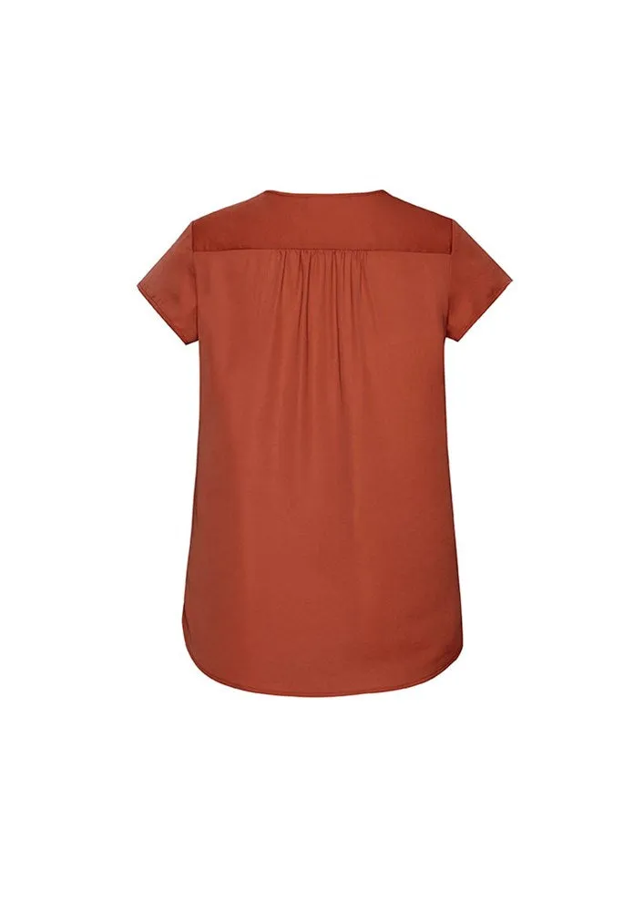 BIZ CORPORATE RB967LS WOMENS KAYLA V-NECK PLEAT BLOUSE