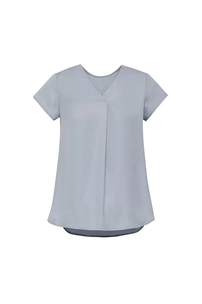 BIZ CORPORATE RB967LS WOMENS KAYLA V-NECK PLEAT BLOUSE
