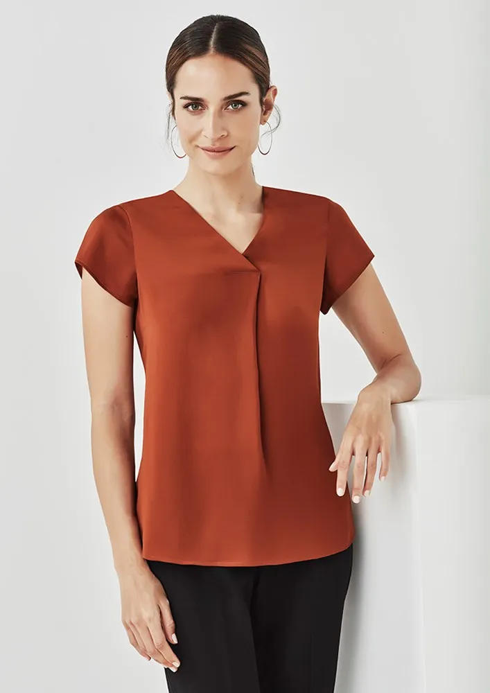 BIZ CORPORATE RB967LS WOMENS KAYLA V-NECK PLEAT BLOUSE
