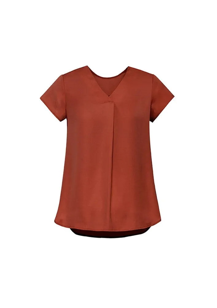 BIZ CORPORATE RB967LS WOMENS KAYLA V-NECK PLEAT BLOUSE