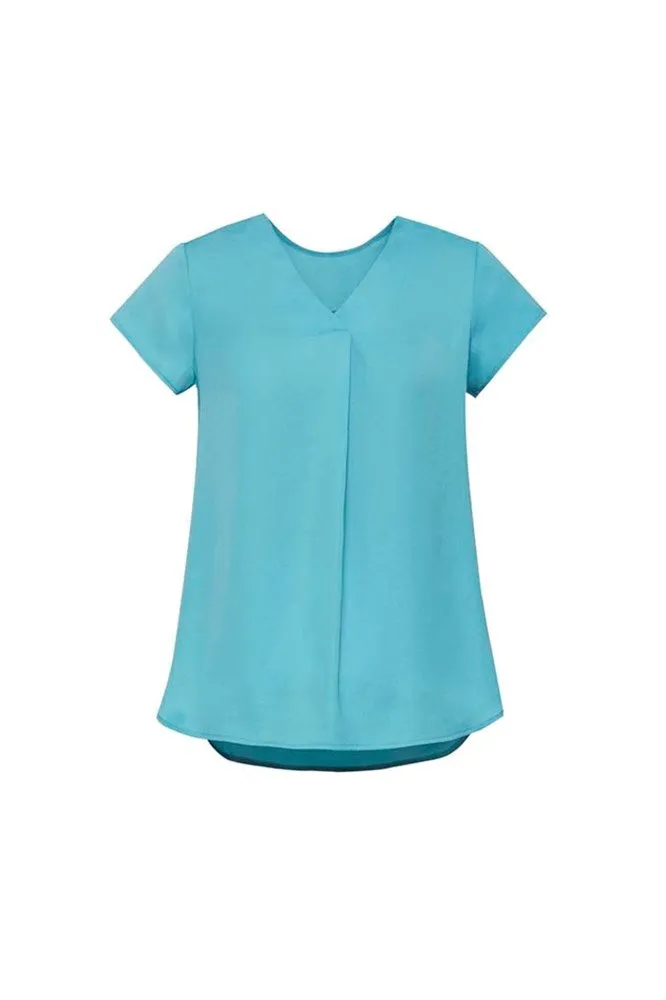 BIZ CORPORATE RB967LS WOMENS KAYLA V-NECK PLEAT BLOUSE