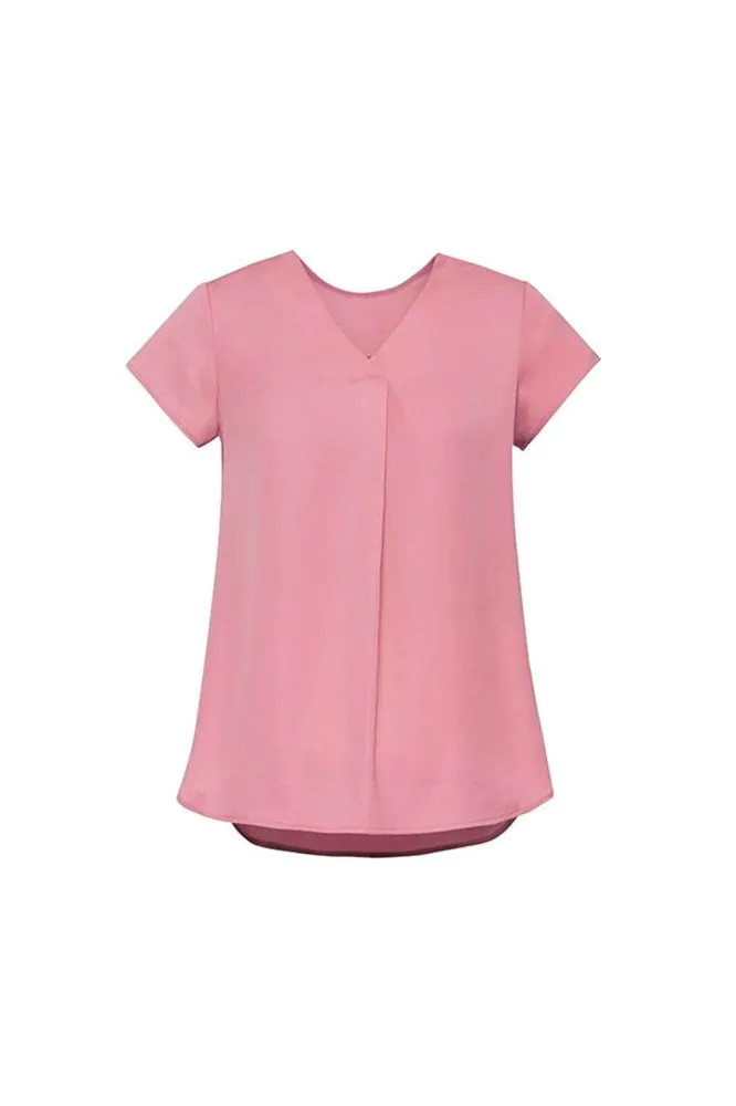 BIZ CORPORATE RB967LS WOMENS KAYLA V-NECK PLEAT BLOUSE