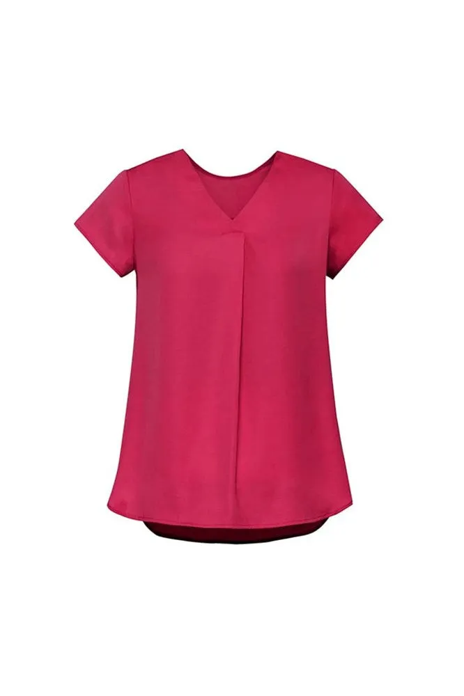 BIZ CORPORATE RB967LS WOMENS KAYLA V-NECK PLEAT BLOUSE