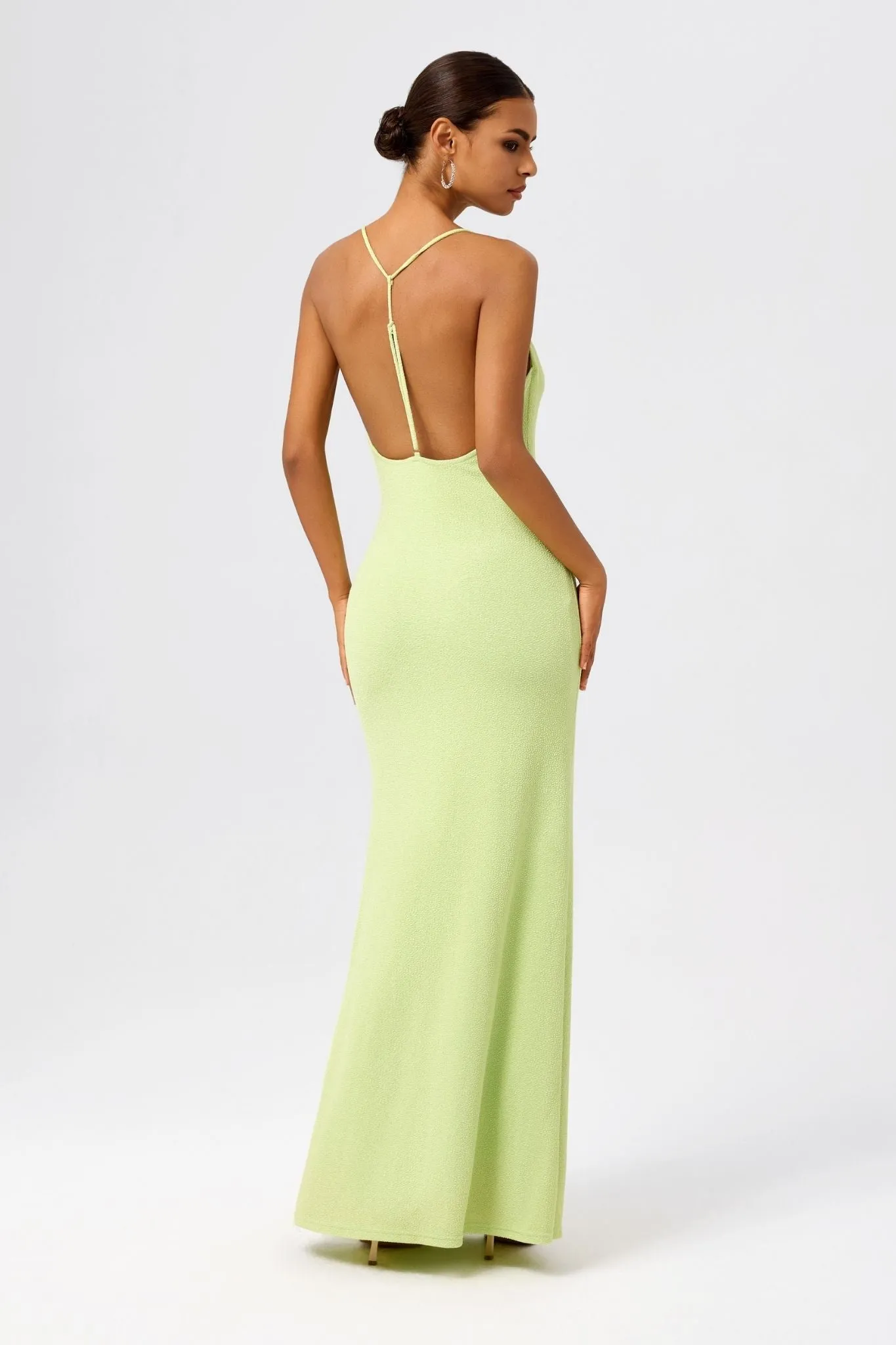 Cowl-Neck Open-Back Sleeveless Mermaid Maxi Dress