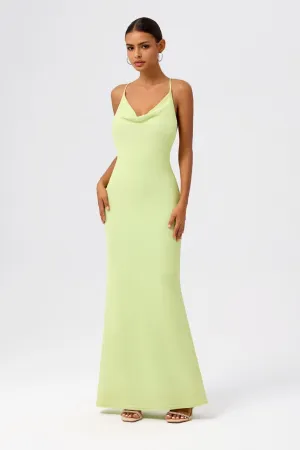Cowl-Neck Open-Back Sleeveless Mermaid Maxi Dress