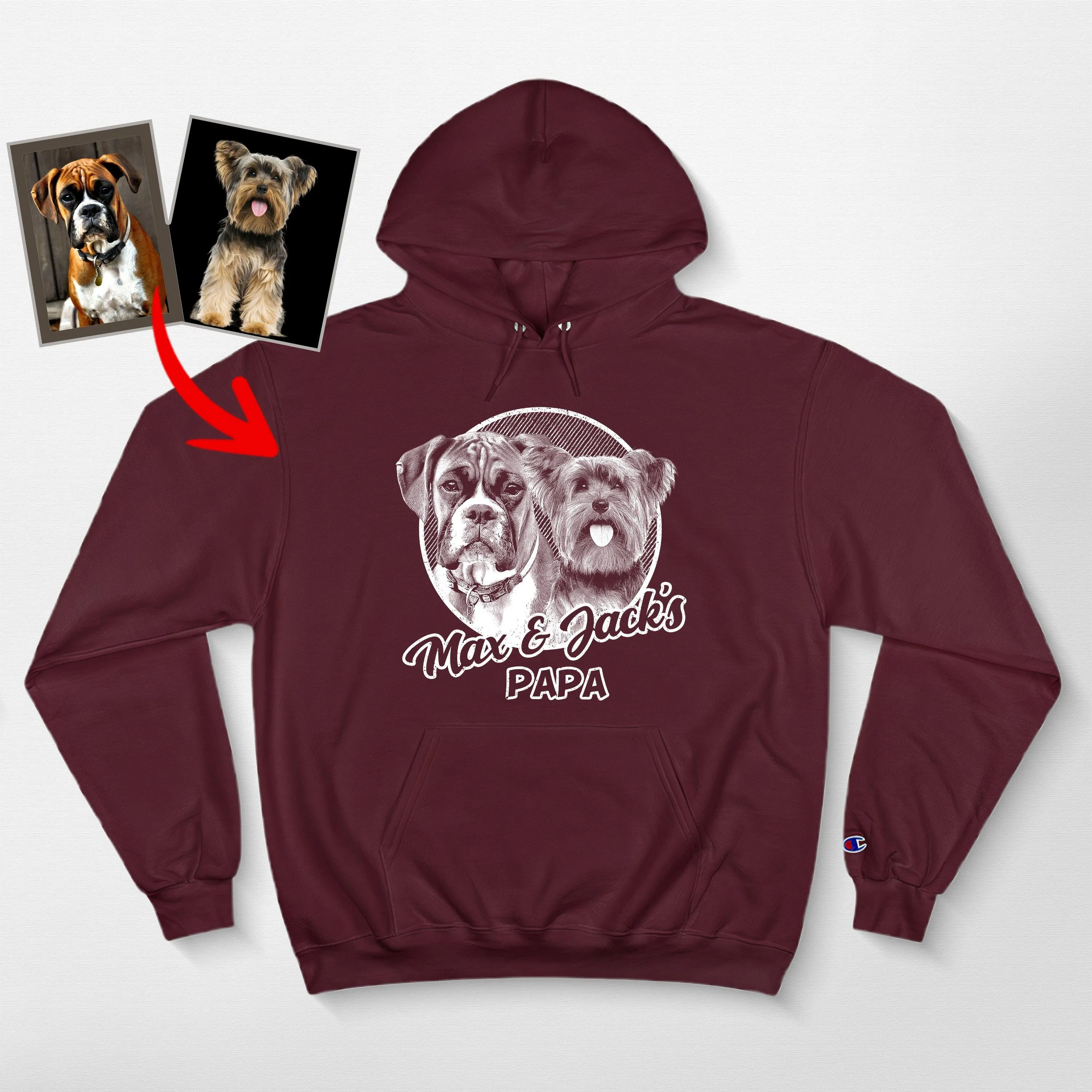 Custom Sketch Dog Champion Hoodie, Unique Gifts for Dog Lovers