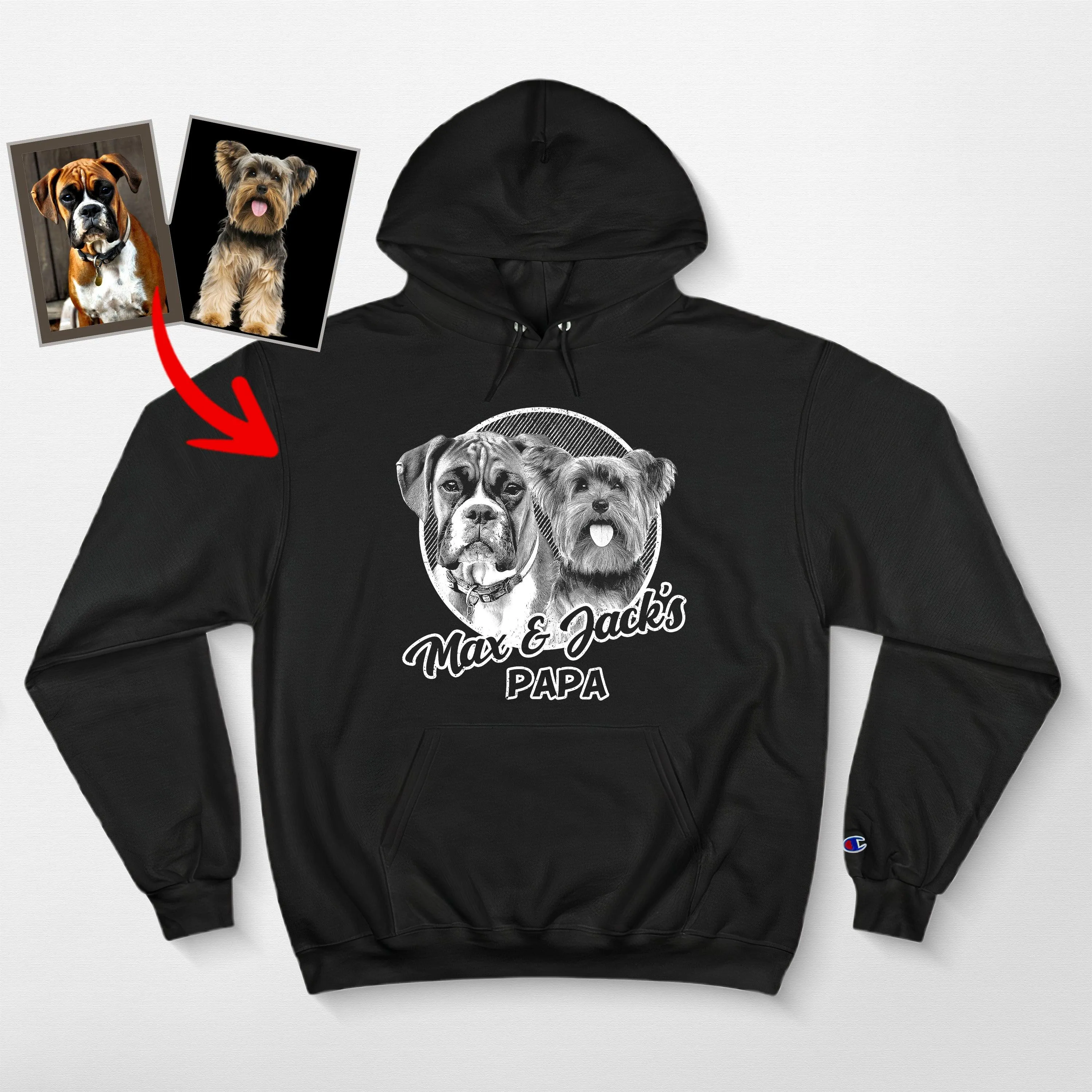 Custom Sketch Dog Champion Hoodie, Unique Gifts for Dog Lovers