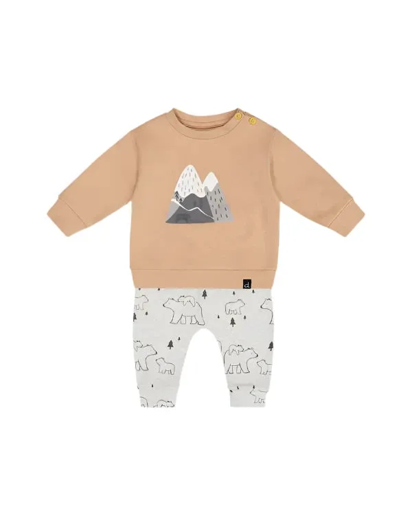Deux Par Deux infant graphic sweatshirt & bear print pant set
