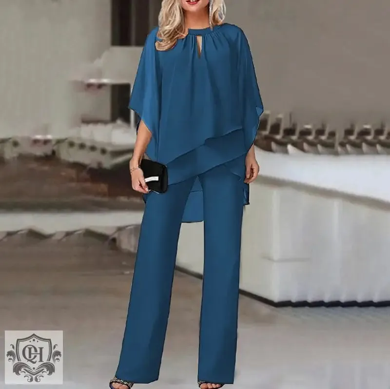 Elegant Irregular Top & Trousers Set