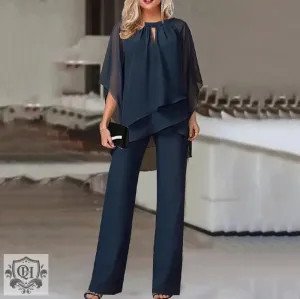 Elegant Irregular Top & Trousers Set