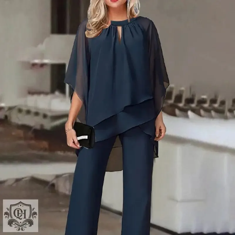 Elegant Irregular Top & Trousers Set