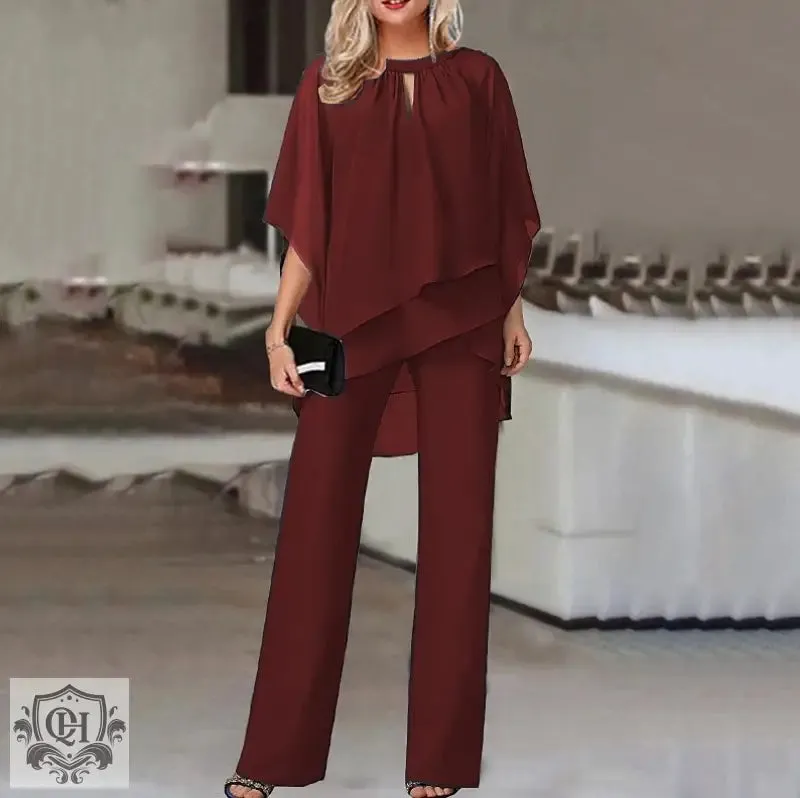 Elegant Irregular Top & Trousers Set