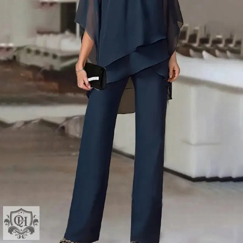 Elegant Irregular Top & Trousers Set