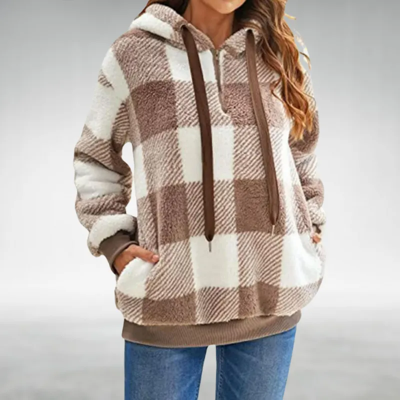 Elspeth  Check Fleece Hoodie