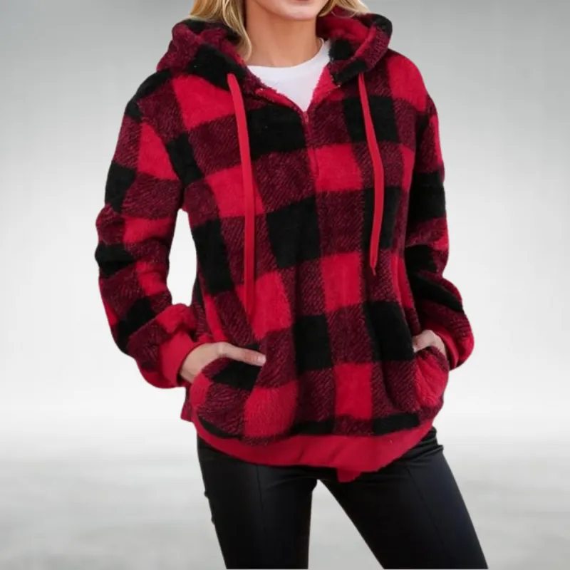Elspeth  Check Fleece Hoodie