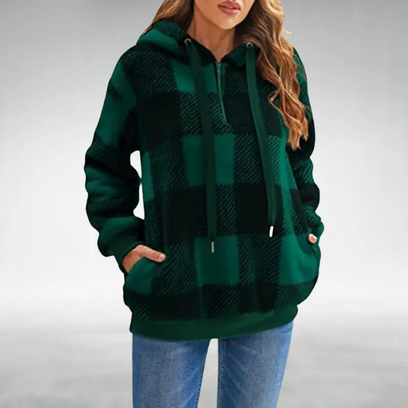 Elspeth  Check Fleece Hoodie
