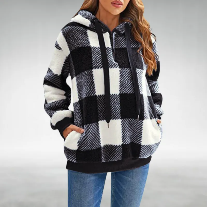 Elspeth  Check Fleece Hoodie