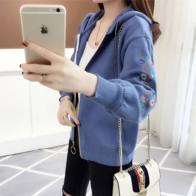 embroidered knitted jacket,