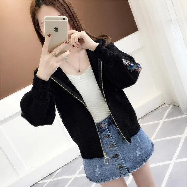 embroidered knitted jacket,