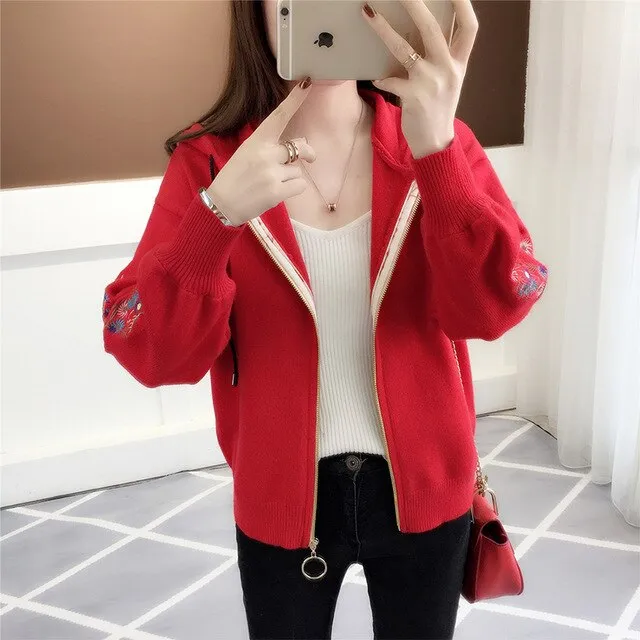 embroidered knitted jacket,