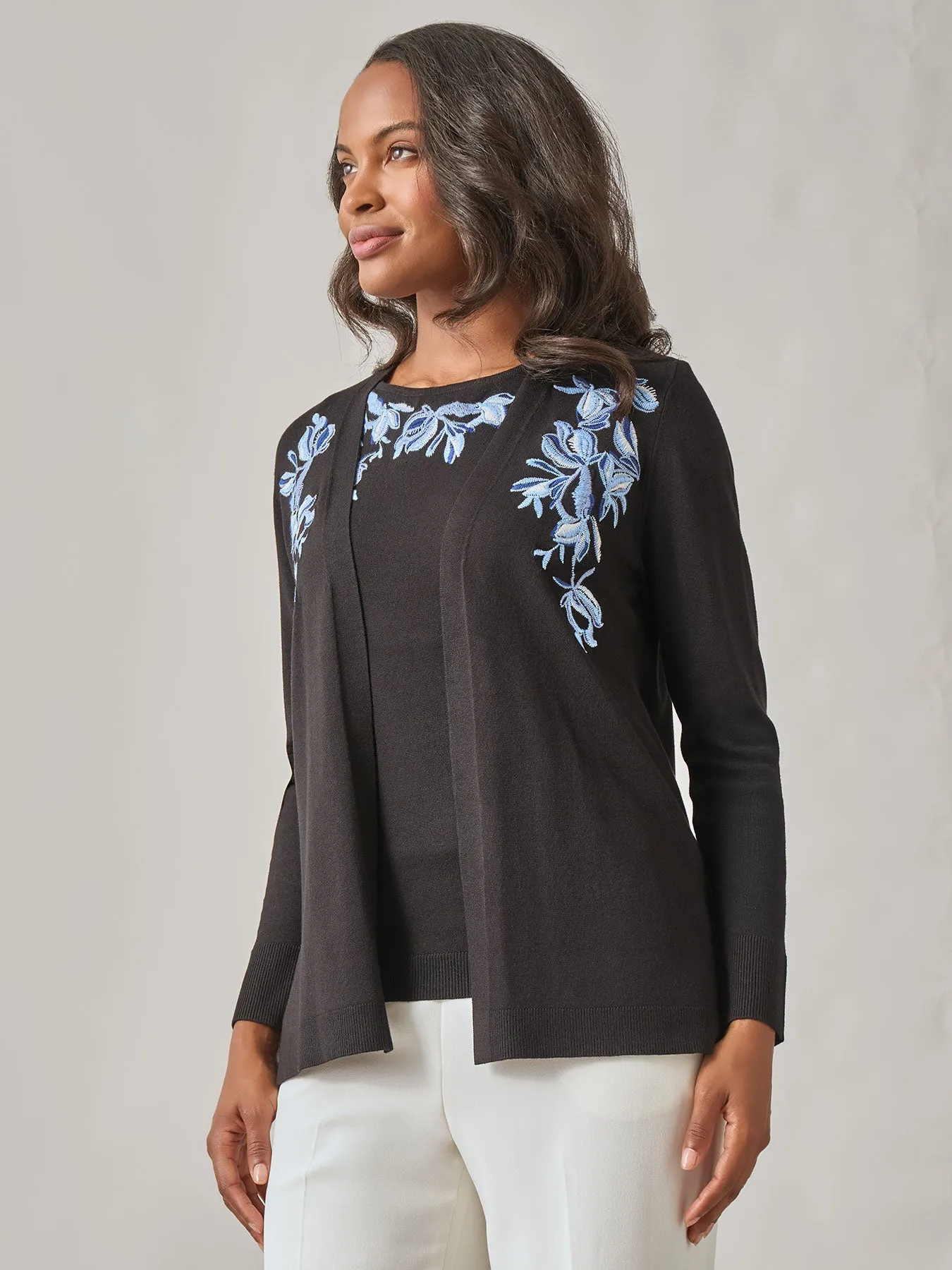 Floral Embroidered Cardigan