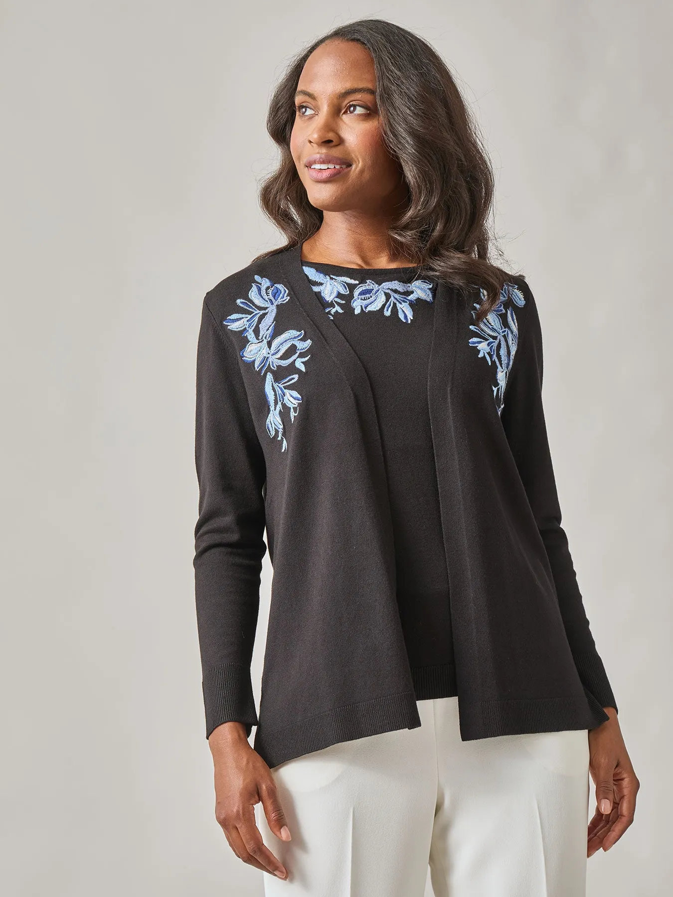 Floral Embroidered Cardigan