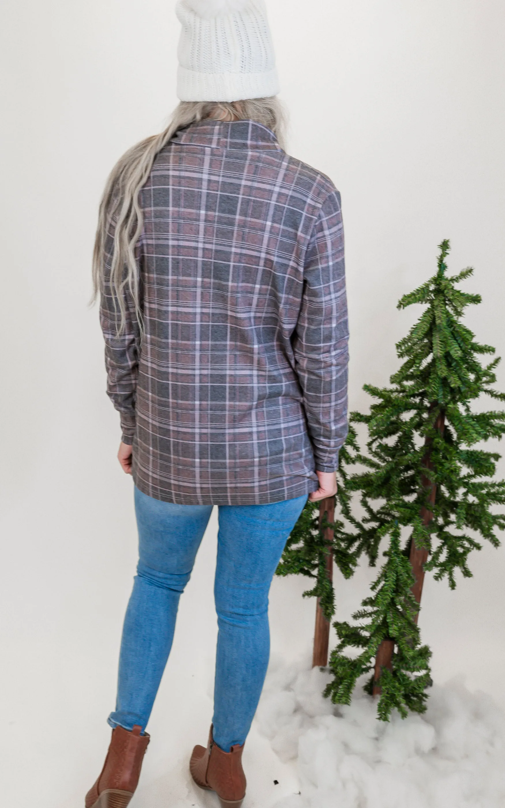 Forever Favorite Plaid Cardigan in Charcoal Brown #5 | Salty Wave**DEAL