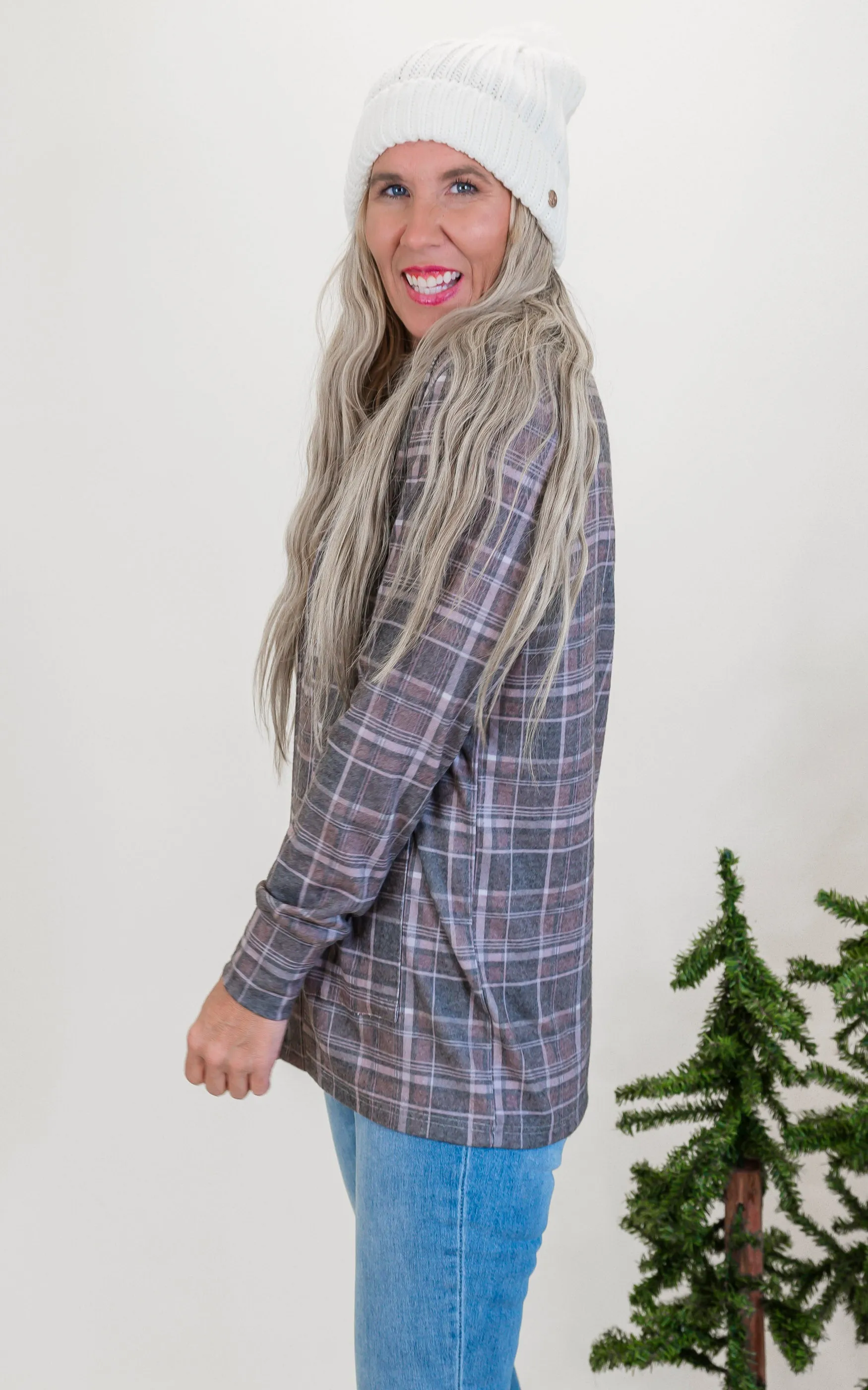 Forever Favorite Plaid Cardigan in Charcoal Brown #5 | Salty Wave**DEAL