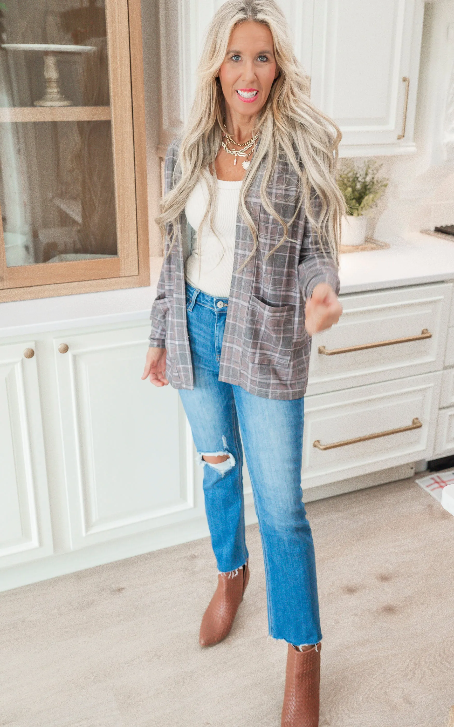 Forever Favorite Plaid Cardigan in Charcoal Brown #5 | Salty Wave**DEAL