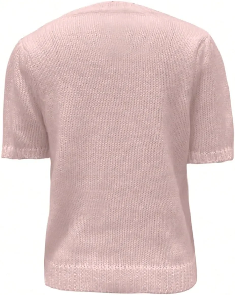 GORGLITTER Women's Puff Short Sleeve Cropped Sweater Tops Cute Chunky Fall Fashion Knit Crop Sweaters 2025