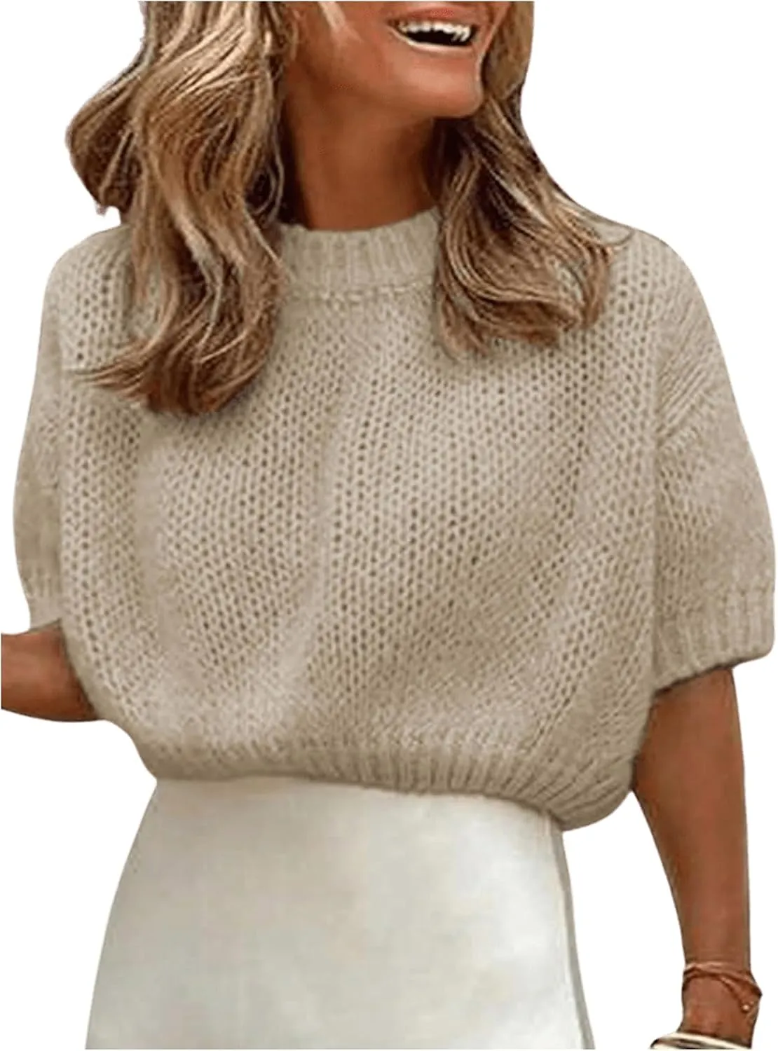 GORGLITTER Women's Puff Short Sleeve Cropped Sweater Tops Cute Chunky Fall Fashion Knit Crop Sweaters 2025
