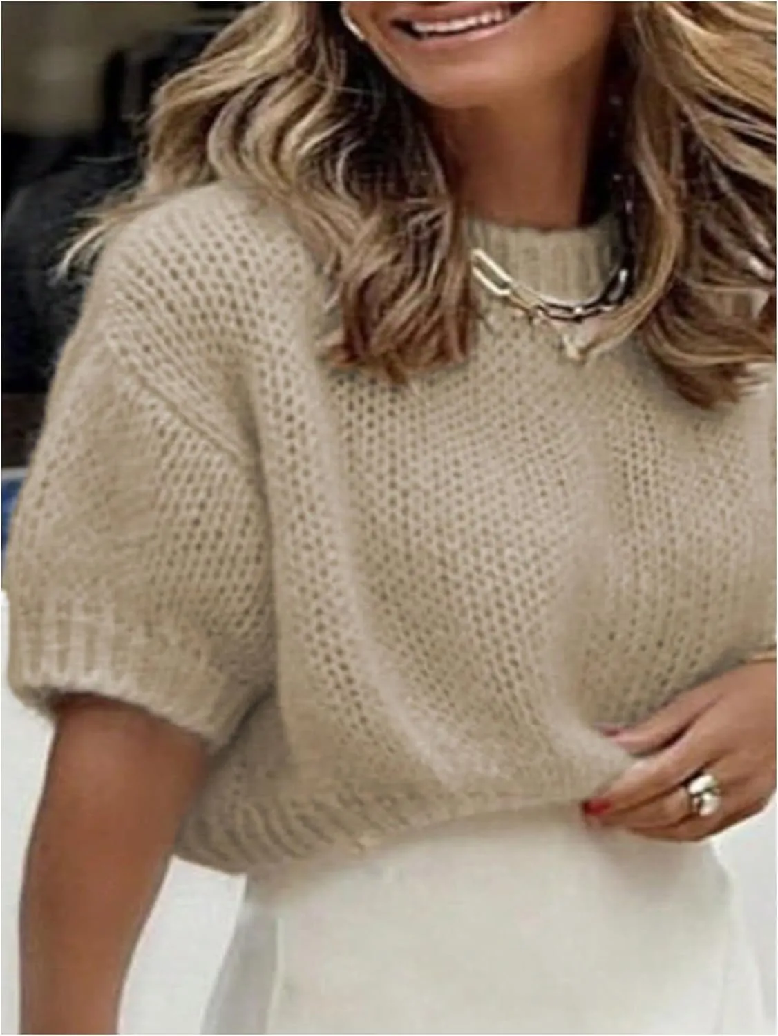 GORGLITTER Women's Puff Short Sleeve Cropped Sweater Tops Cute Chunky Fall Fashion Knit Crop Sweaters 2025
