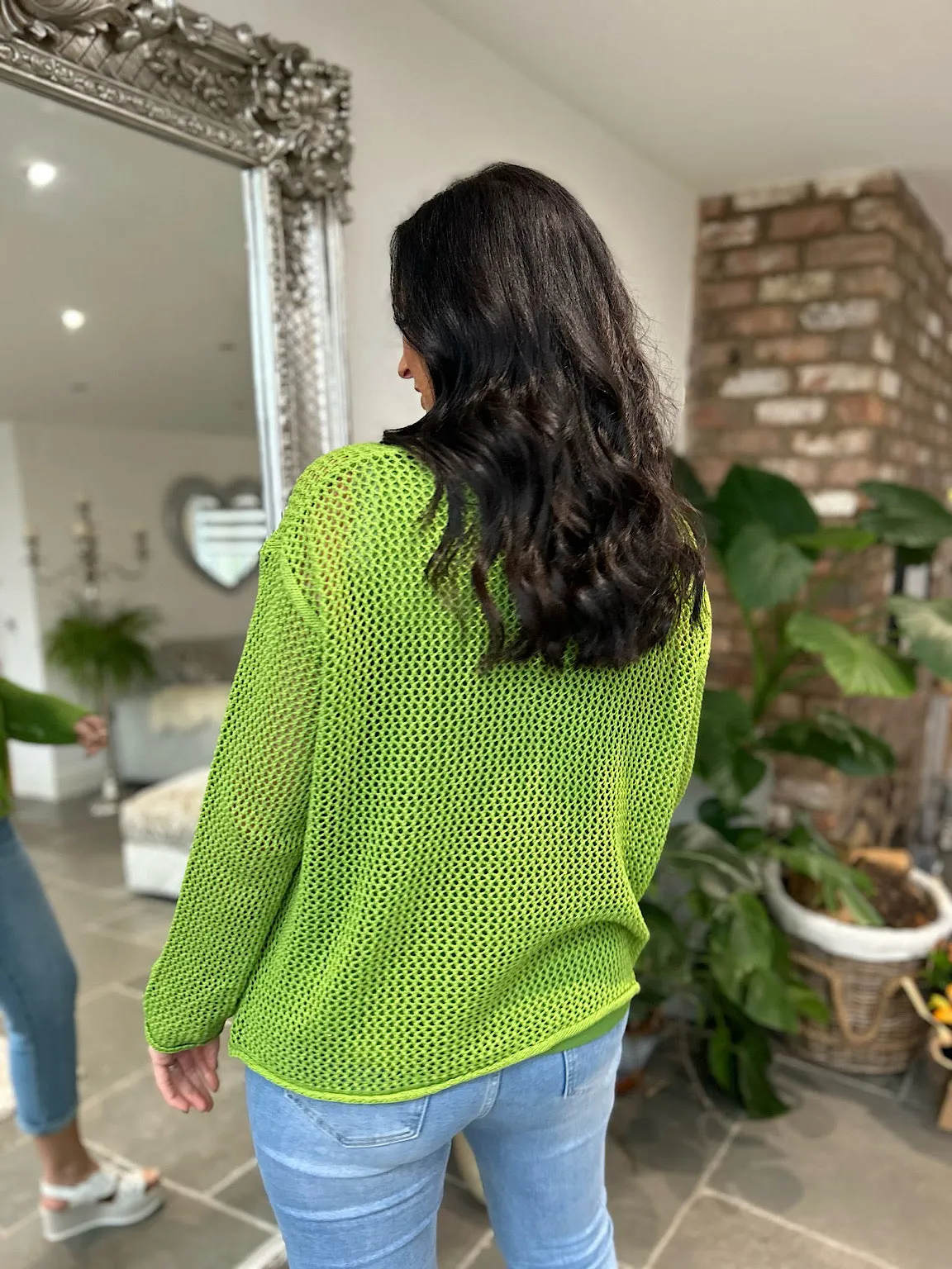 Green Pocket Loose Knit Cardi Janet
