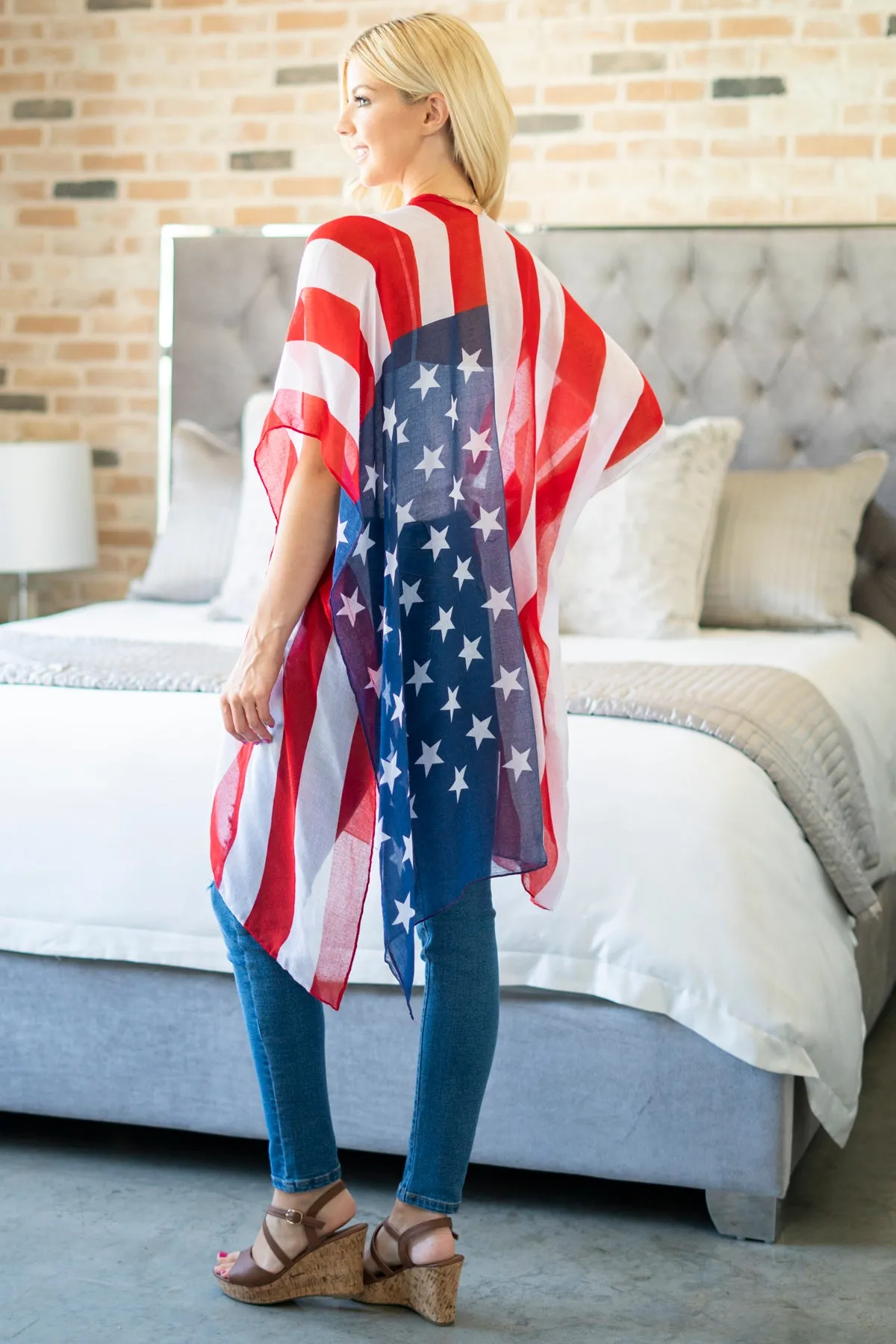 HDF2838 - USA ACCENT OPEN FRONT KIMONO