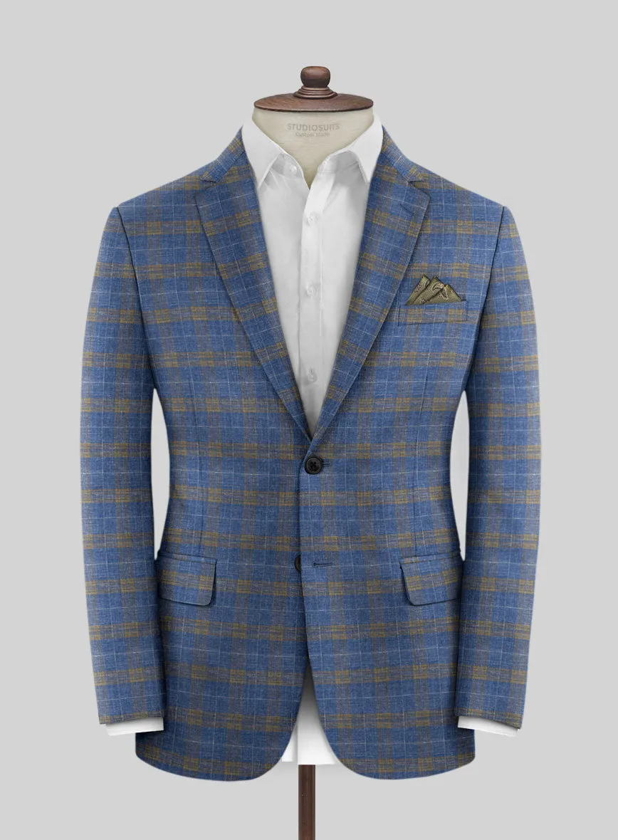 Italian Murano Pelias Blue Wool Linen Jacket