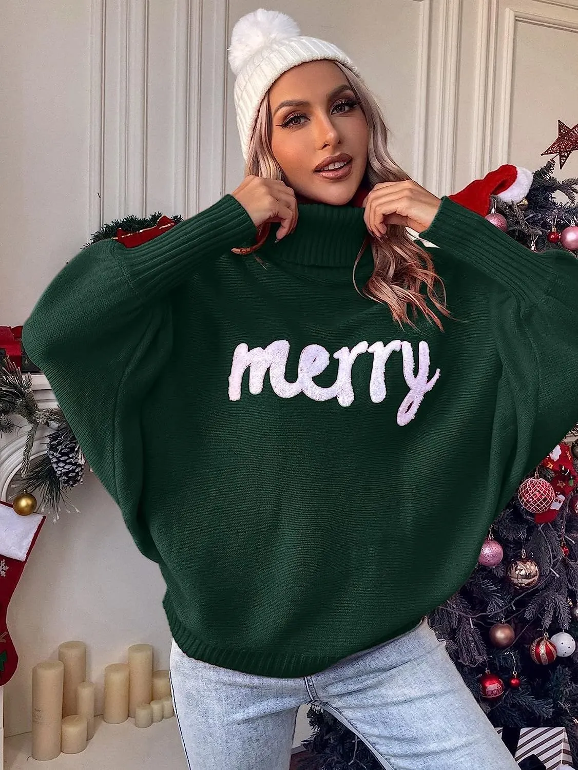 Ivyshape | Christmas Turtleneck Long Sleeve Sweater