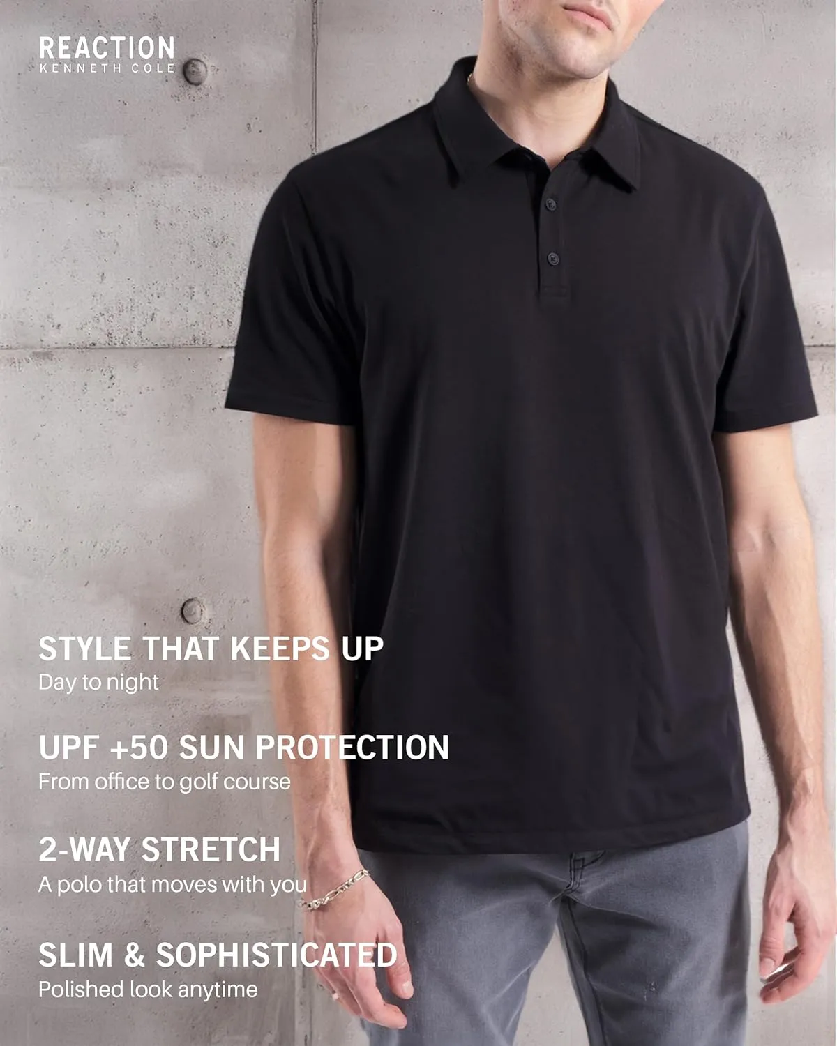 Kenneth Cole REACTION Dress Polo Shirts for Men 3 Pack - Polo Shirts for Men Short Sleeve - UPF 50  Golf Polos