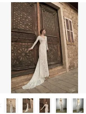 Lace Transparent Deep V-neck Long Sleeves Floor-Length Dress