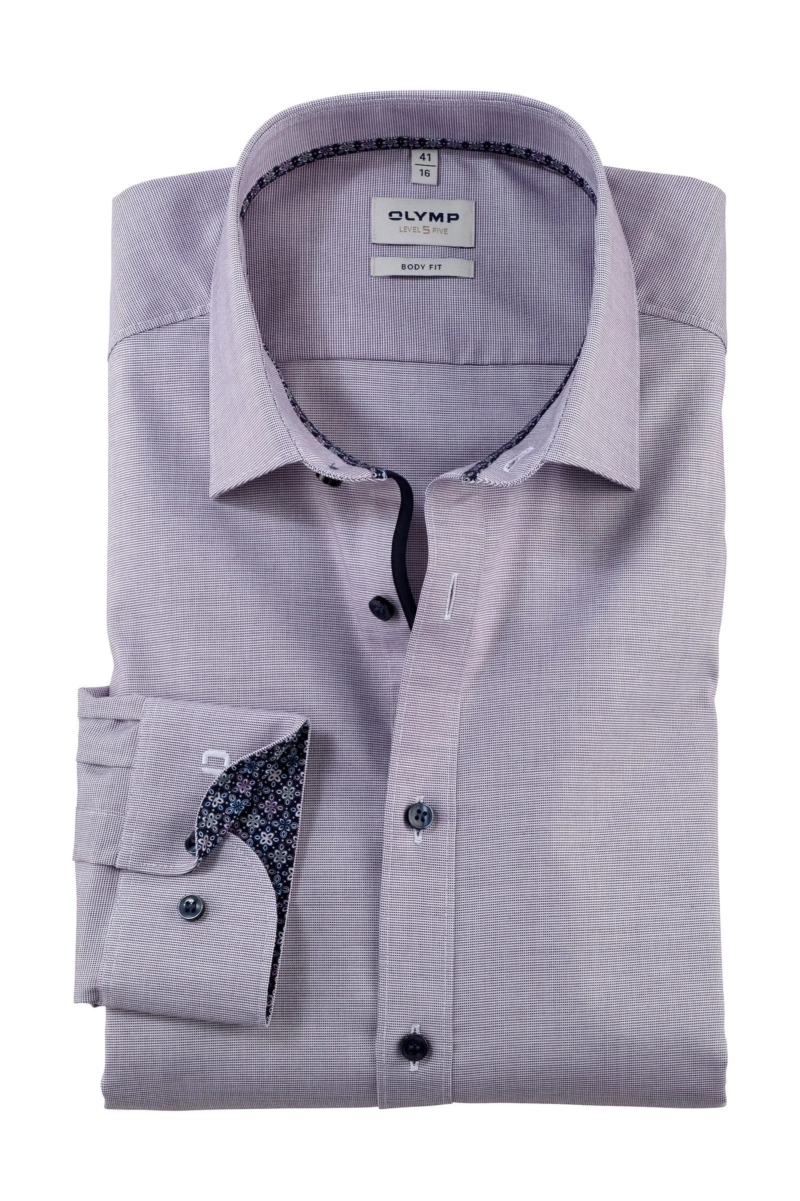 Level 5 Body Fit Long Sleeve Shirt with Trim - Plum
